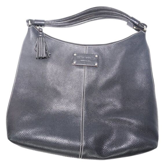 Kate Spade Black Pebbled Leather Bag with Tassel Keychain Accent - Picture 1 of 11